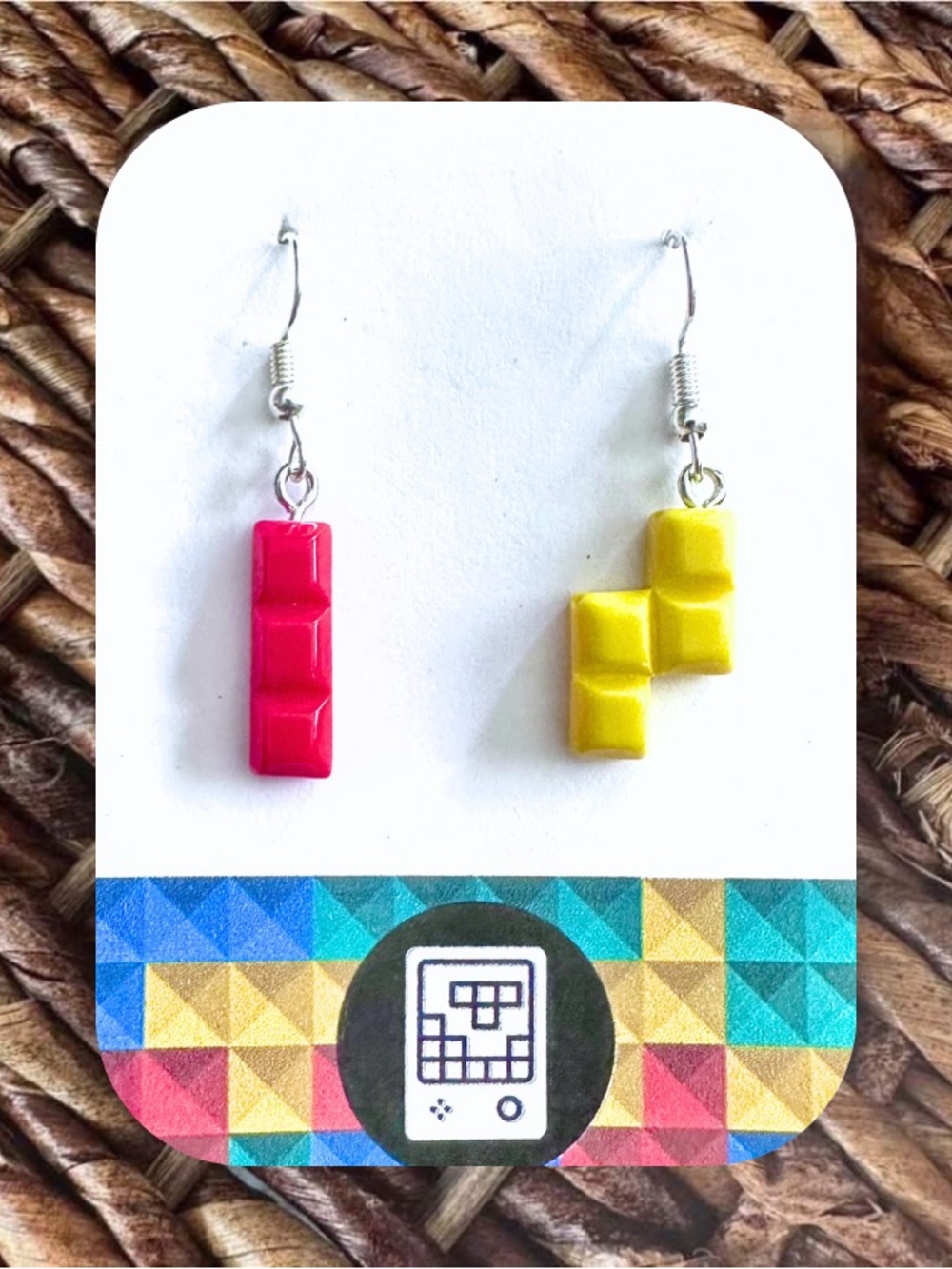 New Handmade 80s Video Game Themed Dangle Earrings